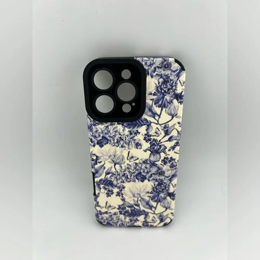 iPhone 16 Pro Max Case – Blue Floral Chinoiserie Print | Elegant & Protective